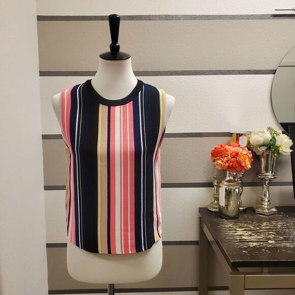 Rachel Roy Striped Woven Tank Top Sz L - Picture 1 of 3